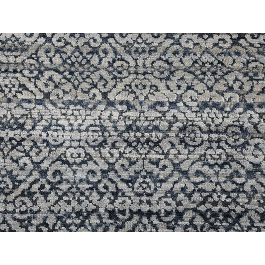Modern and Contemporary Wool & Silk Hand Knotted Rug Blue No Border 2.8X8.2 -O080150