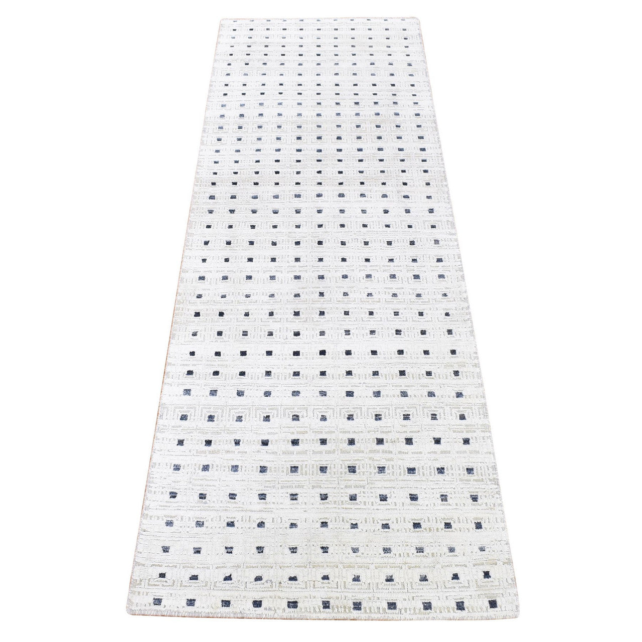 Ivory 2'7" x 8'1" Modern and Contemporary Hand knotted Wool/Silk Rug - Sku: O080154
