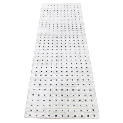 Modern and Contemporary Wool & Silk Hand Knotted Rug Ivory No Border 2.7X8.1 -O080154