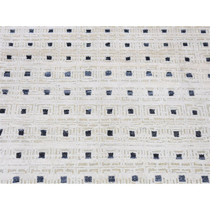 Modern and Contemporary Wool & Silk Hand Knotted Rug Ivory No Border 2.7X8.1 -O080154