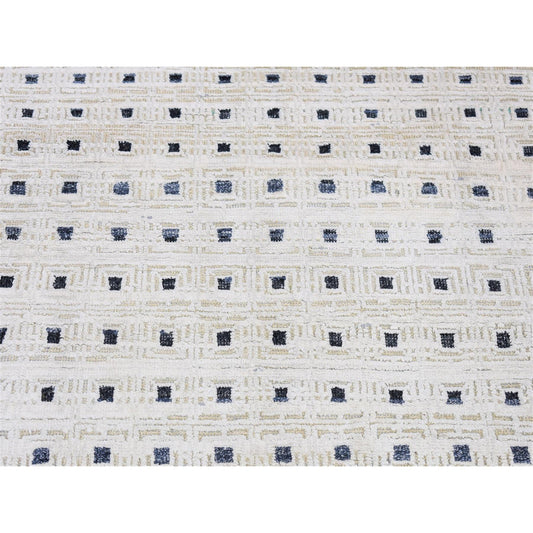 Modern and Contemporary Wool & Silk Hand Knotted Rug Ivory No Border 2.7X8.1 -O080154