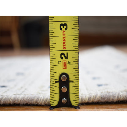 Modern and Contemporary Wool & Silk Hand Knotted Rug Ivory No Border 2.7X8.1 -O080154