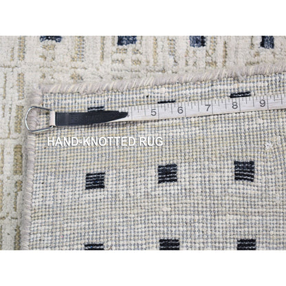 Modern and Contemporary Wool & Silk Hand Knotted Rug Ivory No Border 2.7X8.1 -O080154