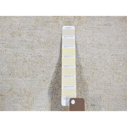 Oushak And Peshawar Wool Hand Knotted Rug Ivory No Border 3.9X5.8 -O080156