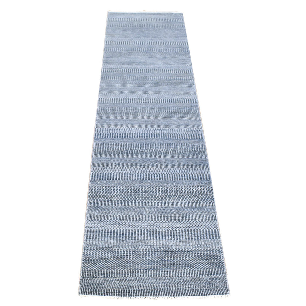Black 2'7" x 14'1" Modern and Contemporary Hand knotted Wool/Silk Rug - Sku: O080164