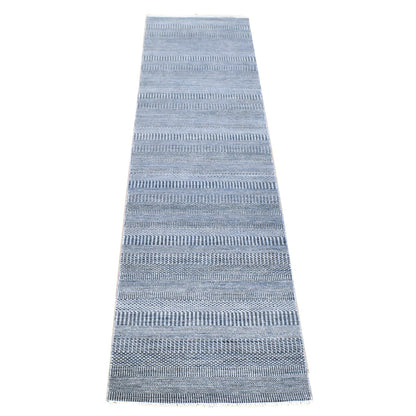 Modern and Contemporary Wool & Silk Hand Knotted Rug Black No Border 2.7X14.1 -O080164