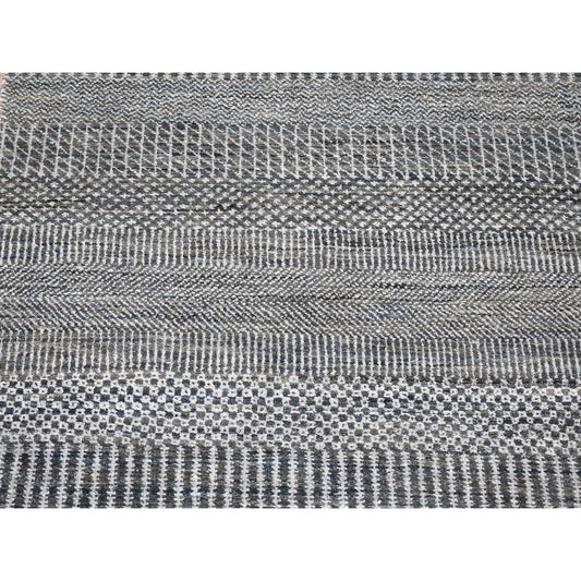Modern and Contemporary Wool & Silk Hand Knotted Rug Black No Border 2.7X14.1 -O080164