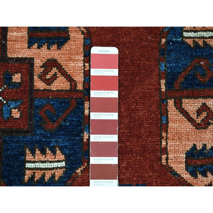 Tribal & Geometric Wool Hand Knotted Rug Red Rust Red 3.10X5.10 -O080165
