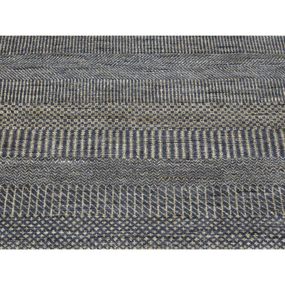 Modern and Contemporary Wool & Silk Hand Knotted Rug Black No Border 2.8X10.0 -O080166