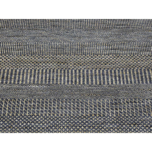 Modern and Contemporary Wool & Silk Hand Knotted Rug Black No Border 2.8X10.0 -O080166