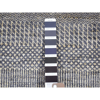 Modern and Contemporary Wool & Silk Hand Knotted Rug Black No Border 2.8X10.0 -O080166