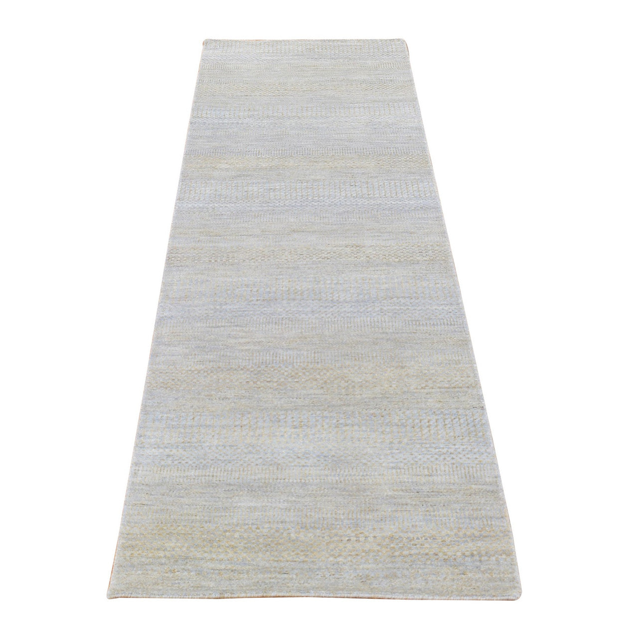 Gray 2'8" x 9'1" Modern and Contemporary Hand knotted Wool/Silk Rug - Sku: O080167