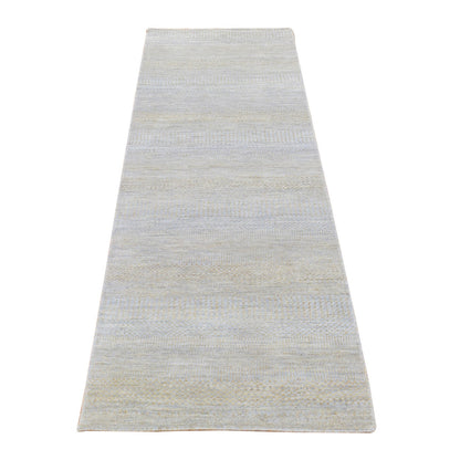 Modern and Contemporary Wool & Silk Hand Knotted Rug Grey No Border 2.8X9.1 -O080167