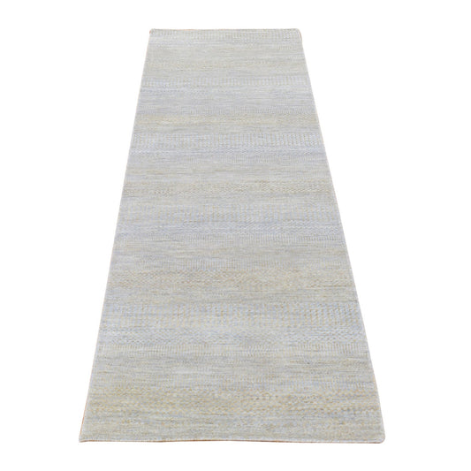 Modern and Contemporary Wool & Silk Hand Knotted Rug Grey No Border 2.8X9.1 -O080167