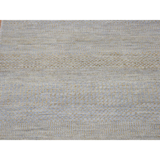Modern and Contemporary Wool & Silk Hand Knotted Rug Grey No Border 2.8X9.1 -O080167