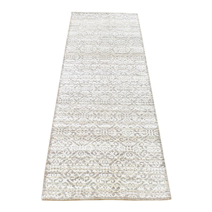 Modern and Contemporary Wool & Silk Hand Knotted Rug Brown No Border 2.8X8.2 -O080184