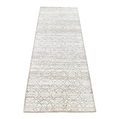 Modern and Contemporary Wool & Silk Hand Knotted Rug Brown No Border 2.8X8.2 -O080184