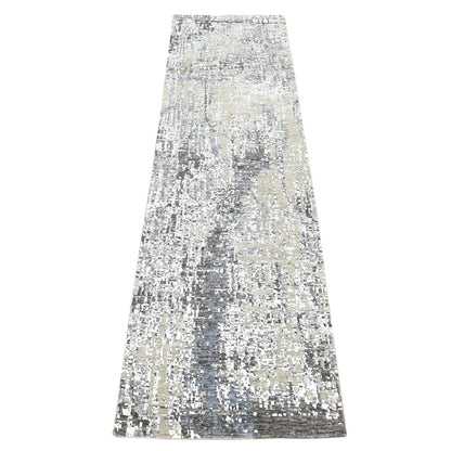 Modern and Contemporary Wool Hand Knotted Rug Beige No Border 2.6X10.1 -O080185