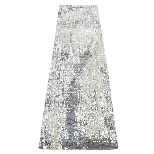 Modern and Contemporary Wool Hand Knotted Rug Beige No Border 2.6X10.1 -O080185