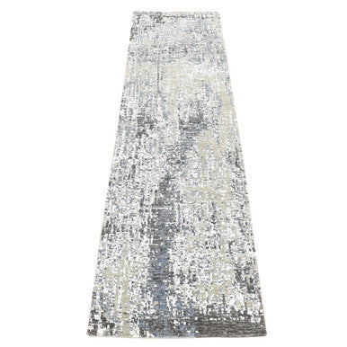 Modern and Contemporary Wool Hand Knotted Rug Beige No Border 2.6X10.1 -O080185