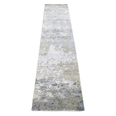 Modern and Contemporary Wool Hand Knotted Rug Grey No Border 2.6X12.1 -O080190