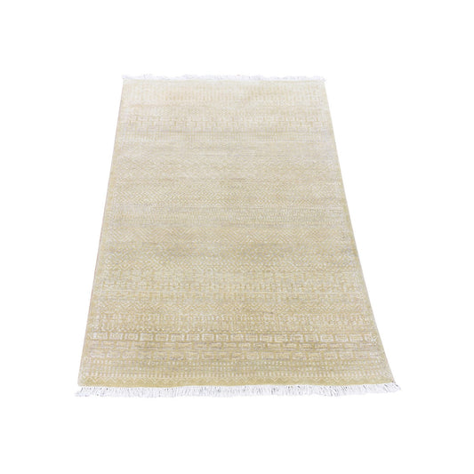 Modern and Contemporary Wool & Silk Hand Knotted Rug Green No Border 3.1X5.1 -O080194