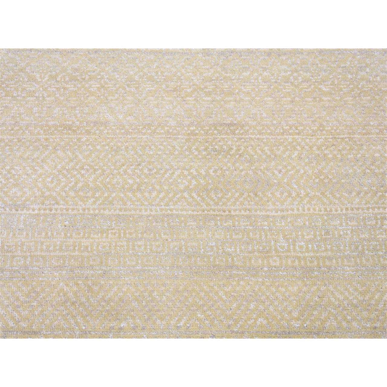 Modern and Contemporary Wool & Silk Hand Knotted Rug Green No Border 3.1X5.1 -O080194