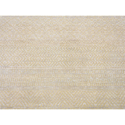 Modern and Contemporary Wool & Silk Hand Knotted Rug Green No Border 3.1X5.1 -O080194