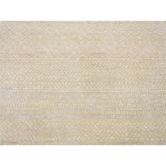 Modern and Contemporary Wool & Silk Hand Knotted Rug Green No Border 3.1X5.1 -O080194