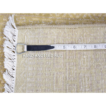 Modern and Contemporary Wool & Silk Hand Knotted Rug Green No Border 3.1X5.1 -O080194