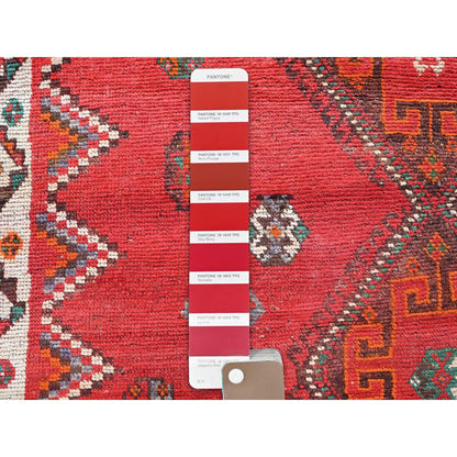 Overdyed & Vintage Wool Hand Knotted Rug Red 5.0x7.7 -O0801
