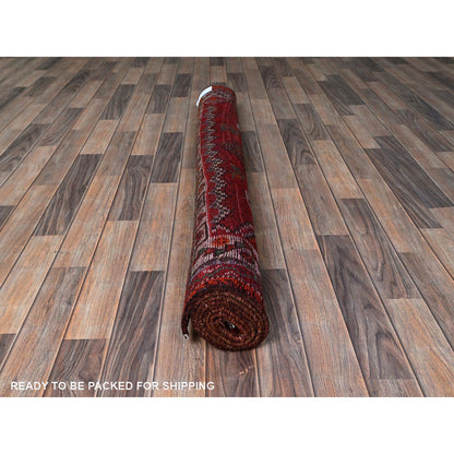 Overdyed & Vintage Wool Hand Knotted Rug Red 5.0x7.7 -O0801