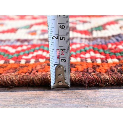 Overdyed & Vintage Wool Hand Knotted Rug Red 5.0x7.7 -O0801