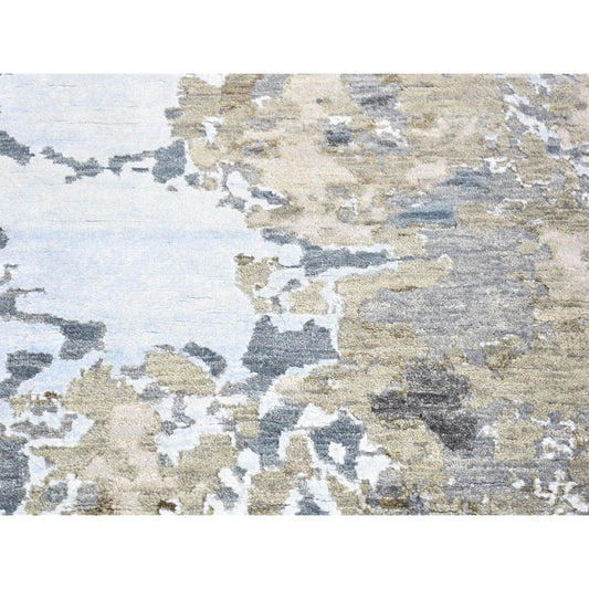 Modern and Contemporary Wool Hand Knotted Rug Beige No Border 2.6X10.6 -O080202