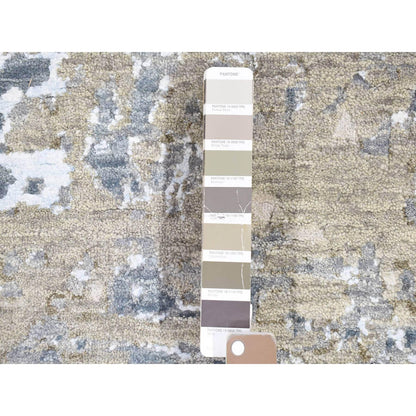 Modern and Contemporary Wool Hand Knotted Rug Beige No Border 2.6X10.6 -O080202