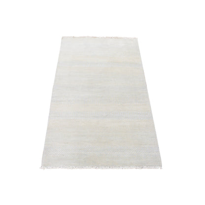 Modern and Contemporary Wool & Silk Hand Knotted Rug Ivory No Border 3.0X5.4 -O080207