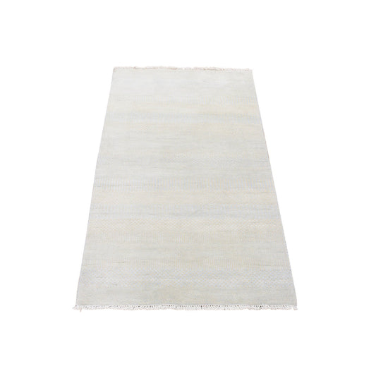 Modern and Contemporary Wool & Silk Hand Knotted Rug Ivory No Border 3.0X5.4 -O080207