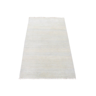 Modern and Contemporary Wool & Silk Hand Knotted Rug Ivory No Border 3.0X5.4 -O080207