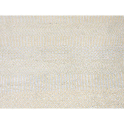 Modern and Contemporary Wool & Silk Hand Knotted Rug Ivory No Border 3.0X5.4 -O080207