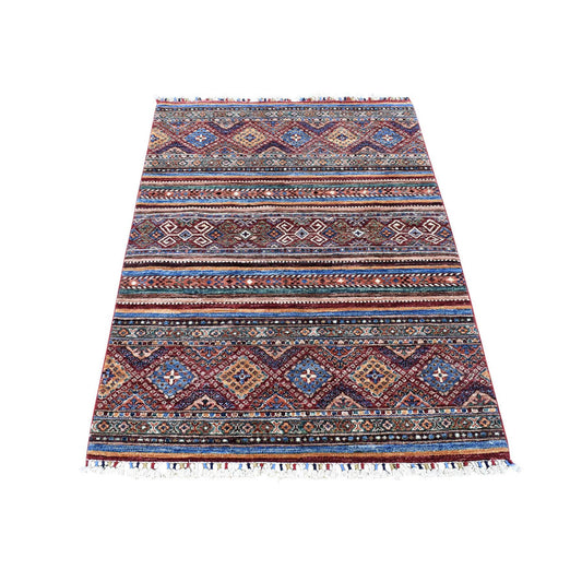 Kazak Wool Hand Knotted Rug Red No Border 3.5X5.0 -O080212