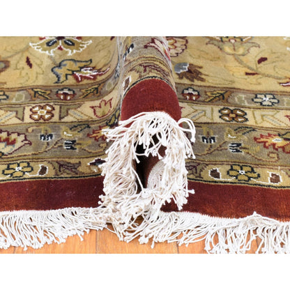 Fine Oriental Wool & Silk Hand Knotted Rug Red Light Green 12.3X17.9 -O080220