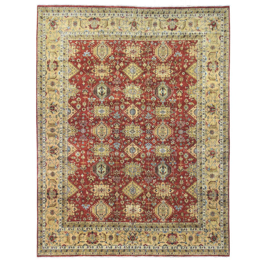 Heriz Wool Hand Knotted Rug Red Rust Red 11.9X14.10 -O080222