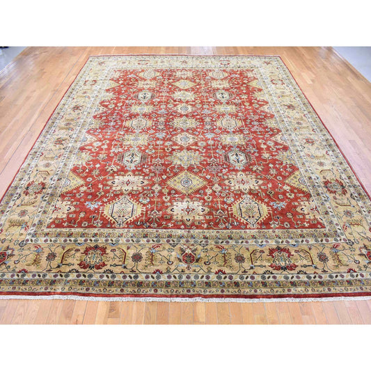 Heriz Wool Hand Knotted Rug Red Rust Red 11.9X14.10 -O080222