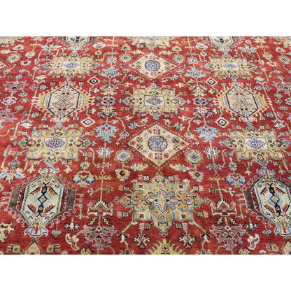 Heriz Wool Hand Knotted Rug Red Rust Red 11.9X14.10 -O080222