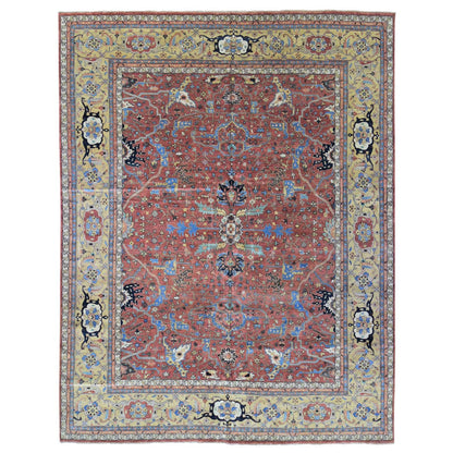 Heriz Wool Hand Knotted Rug Red Yellow 12.0X14.10 -O080223