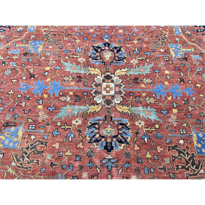 Heriz Wool Hand Knotted Rug Red Yellow 12.0X14.10 -O080223