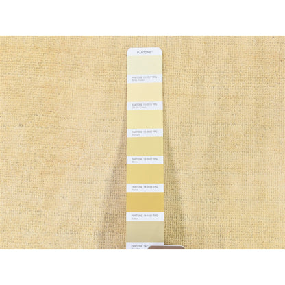 Overdyed & Vintage Wool Hand Knotted Rug Yellow Vanilla Cream 9.9X17.6 -O080224