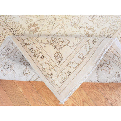 Overdyed & Vintage Wool Hand Knotted Rug Yellow Vanilla Cream 9.9X17.6 -O080224