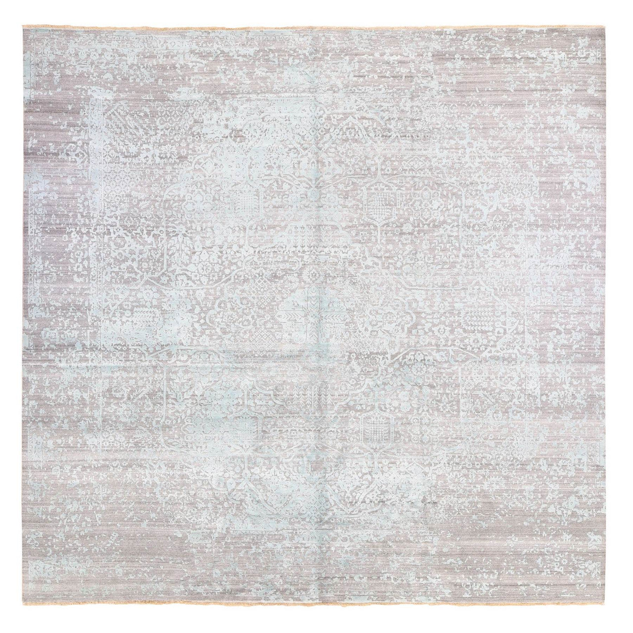 Modern and Contemporary Wool & Silk Hand Knotted Rug Grey No Border 12.0X12.0 -O080225