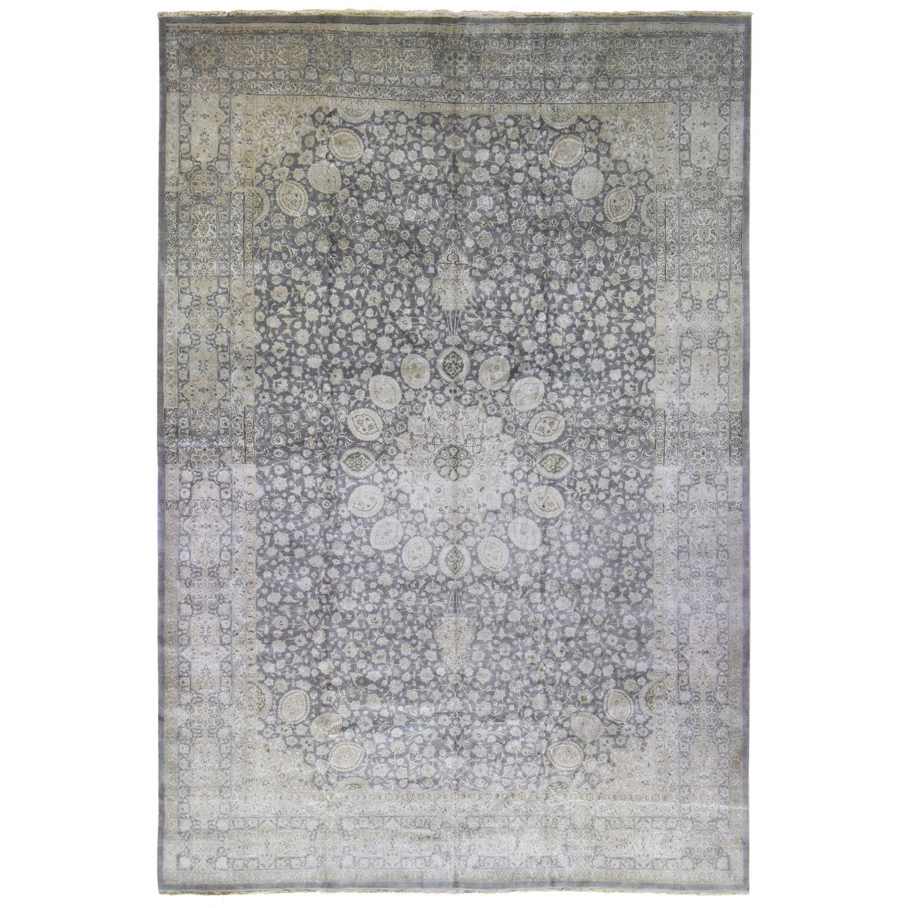 Gray 12'5" x 19'4" Persian Hand knotted Wool Rug - Sku: O080226